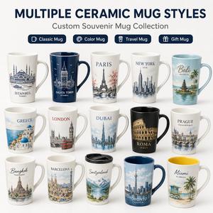 Set Regalo Tazza Souvenir <span class=keywords><strong>Istanbul</strong></span> Personalizzata con Arte Lineare Blu e Bianca, <span class=keywords><strong>Torre</strong></span> <span class=keywords><strong>di</strong></span> <span class=keywords><strong>Galata</strong></span>, Bosforo, in Ceramica Bone China, Tazza Antigoccia - Product Image 3