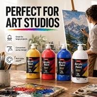 Ensemble de peinture acrylique 6 couleurs 1L/2L, flacon souple grande capacité, peinture non toxique pour enfants, graffiti et art, vente en gros et en vrac