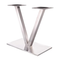 201 #   Base de table en acier inoxydable en forme de V |   Pied de table à manger rectangulaire avec coussinet en caoutchouc HDPE |   Finition brossée