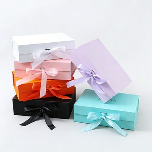 Boîte pliante personnalisée avec logo imprimé, emballage de luxe pour bijoux et soins de la peau, boîte cadeau pliable avec ruban - Product Image 2