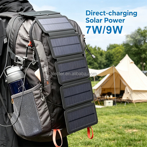 ALECTER 7W 9W เครื่องชาร์จพลังงานแสงอาทิตย์แบบโมโนคริสตัลไลน์แบบพับได้ 24% การแปลงสูงเอาต์พุต USB คู่น้ำหนักเบาสำหรับการตั้งแคมป์กลางแจ้ง RoHS - Product Image 2