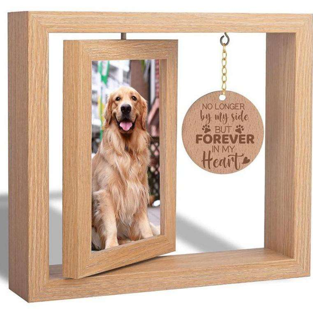 Wholesale Pet Memorial Picture Frame Rotating 4x6 Solid Wood Sympathy Gift Bulk MOQ 200pcs Factory Direct