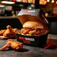 Boîte à fast-food en kraft, résistante à l'huile, pour hamburgers, poulet frit, emballage personnalisé