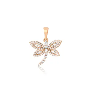 X000010832徐平拉丁美洲风格免费送货珠宝流行蜻蜓造型18k金色魅力吊坠