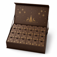 Boîte de calendrier de l'avent en carton rigide de qualité alimentaire FSC, boîte cadeau de Noël personnalisée pour chocolats et bonbons, fermeture magnétique, emballage en papier