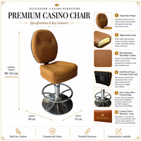 Fauteuil de casino SUCCESSOR VIP pour table de poker, machine à sous, salle de jeux commerciale, sièges avec cuir de qualité supérieure