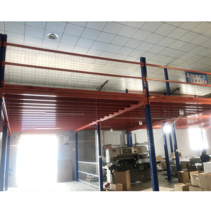 פלטפורמת מזנין כבדה עם רצפת עץ מצופה אבקת פלדה עבור ציוד אחסון מטען הכולל מדף מזרן - Product Image 5