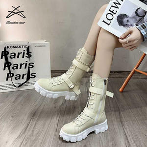 Bottines <span class=keywords><strong>mi</strong></span>-<span class=keywords><strong>mollet</strong></span> pour femmes 2022, chaussures à plateforme, chaussures en toile tendance pour femmes, chaussures d'automne, <span class=keywords><strong>bottes</strong></span> <span class=keywords><strong>mi</strong></span>-<span class=keywords><strong>mollet</strong></span> pour femmes à fermeture éclair épaisse - Product Image 6