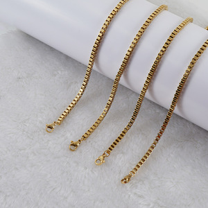 Fashion Stainless Steel Necklace 18k Gold Titanium Steel Box Chain Geometric Design Unisex Gift Jewelry - Product Image 3
