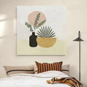 Modern Minimalist <b>Canvas</b> Art Print Square <b>Abstract</b> Plant Design For Living Room Or Bedroom Decor - Product Image 4