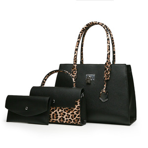 Conjunto de 3 piezas de bolso de mano de cuero PU para mujer, con estampado de leopardo, bolso tote con asa superior, bolso de hombro y cartera. - Product Image 4