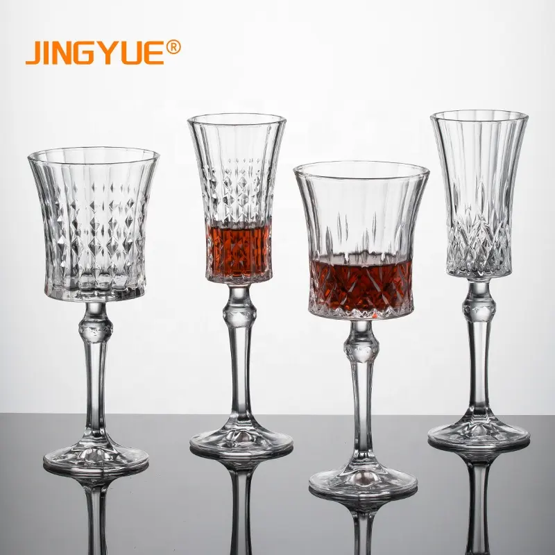 Wedding Party Champagne Glass Vintage Engraved Glass Goblet Red Wine Glasses for Restaurant Market