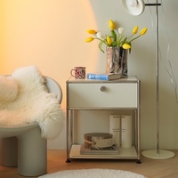 Table de chevet modulaire moderne en acier inoxydable, armoire de rangement Bauhaus pour chambre à coucher et salle à manger