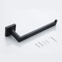 Ensemble de porte-serviettes en acier inoxydable noir mat de luxe, quatre pièces, accessoires de salle de bain modernes à fixation murale pour hôtels
