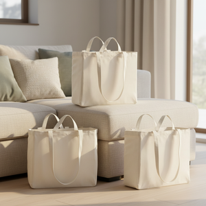 Bolsas de mano recicladas de lona de Color sólido al por mayor impresas Bolsas de tela Bolsas de mano de algodón con logotipo impreso personalizado Bolsas de compras - Product Image 5