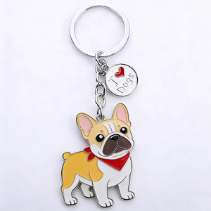 Porte-clés personnalisés en alliage de zinc émaillé, motif <span class=keywords><strong>bouledogue</strong></span> français mignon, émail souple et dur, pendentif chien, cadeaux promotionnels pour salons professionnels - Product Image 2