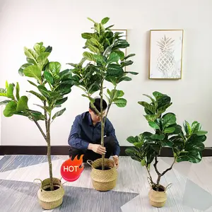 Decoração doméstica interna, melhor 6 pés 5 pés 6 pés faux pequeno grande verde ficus lyata plantas artificiais em vaso fio falso folha da árvore