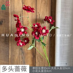 Flores Artificiales de Seda de Estudio Hua Ding, Rosas y Camelias de Múltiples Cabezas, Accesorios Decorativos para Bodas y Oficinas - Product Image 5