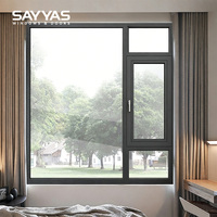 Ventana Abatible Moderna de Acero Inoxidable SAYYAS GR75-OW, Ventana de Aluminio con Doble Acristalamiento y Cierre Fácil para Exteriores de Villas y Hoteles