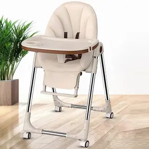 Multifunctional Foldable Baby Kids Safety Dining High Chair with Wheels