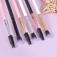 Pinceau de maquillage pour sourcils double face à poils synthétiques et manche en bois, idéal pour la vente en gros