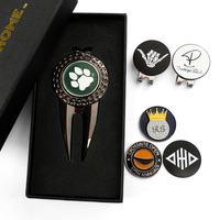 Marque de luxe or argent métal acier inoxydable marqueur de balle de golf outil de réparation divot logo personnalisé
