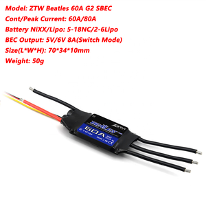 ZTW <span class=keywords><strong>Beatles</strong></span> G2 20A/30A/60A/80A/100A/120A ESC Brushless 32 bits 2-6S SBEC 5V/6V SMR Frein inversé pour avion RC et drone à voilure fixe - Product Image 4