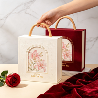 Boîte cadeau de luxe écologique de haute qualité avec poignée en bois, emballage en papier personnalisé imprimé pour cosmétiques naturels