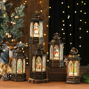 New Illuminated Rotating Snowflake Hexagonal Water-filled <b>Oil</b> Lamp Music Box Ornament Christmas Gift Decoration <b>Lantern</b> - Product Image 1