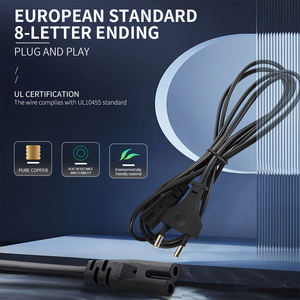 Câble d'alimentation Euro CEE 7/16 Figure 8 cordon d'alimentation prise mâle 2Pin vers IEC C7 femelle câble de petit appareil 18AWG 1M/1.5M câble d'alimentation - Product Image 4
