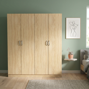 Armario contemporáneo de 4 puertas de roble y MDF, fabricado en Malasia, con espacio para colgar, puerta plegable y almacenamiento personalizado para taller. - Product Image 2