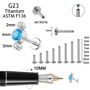 5A + Zircon Opal ASTM F136 Titan xuyên 16G nội bộ Chủ đề môi sụn xuyên Bông tai mũi đinh tán cơ thể xuyên đồ trang sức - Product Image 2