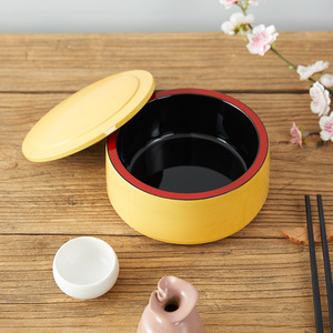 Japanese Style Round Lidded Lunch <b>Box</b> 16.8*8cm Plastic Lid Solid Color Eel <b>Box</b> Portable Food Warmth - Product Image 1