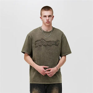 T-shirts pour hommes de haute qualité 100% coton tricoté surdimensionné lourd respirant avec broderie personnalisée - Product Image 1