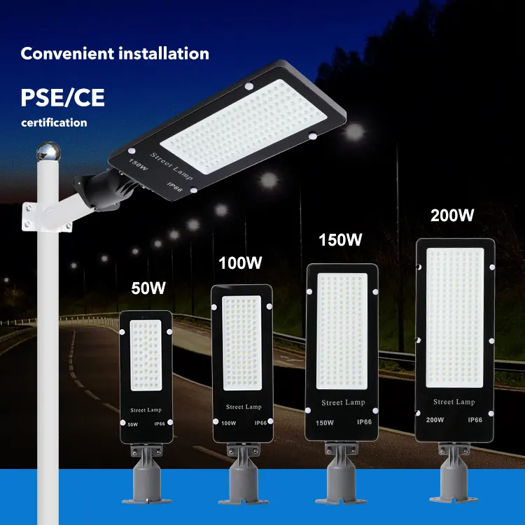 Fabricantes nueva lámpara de calle de jardín de alto lumen 50W 100W 150W 200W impermeable Ip66 al aire libre brazo de luz ajustable farola Led