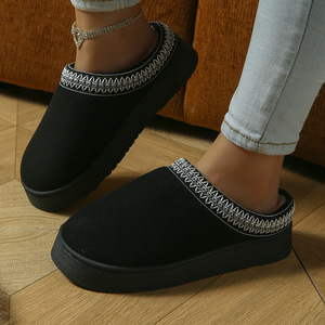 Breathable Warm Canvas Cotton Velvet Evergreen Fluffy Lazy Shoes PVC Outsole Artificial Plush Lining Durable Flat-bottom <b>Women</b> - Product Image 1