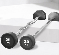 Barre de musculation droite XOYOOU en acier recouvert de caoutchouc antidérapant, haltères fixes portables pour l'entraînement des épaules et des bras