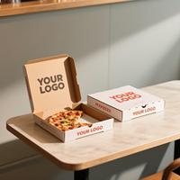 Carpeta de Papel Kraft para Pizza Personalizada, Rectangular, Ranurada, Reciclable, con Logotipo en Cuatro Colores, Grabado en Relieve, Ecológica, Biodegradable, de Grado Alimenticio