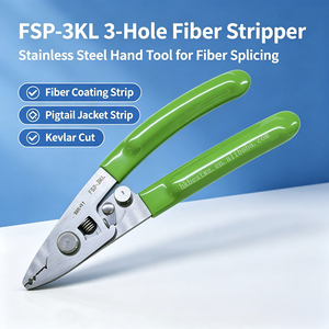 Pince à dénuder les fibres optiques Miller à 3 trous, coupe-Kevlar, dénudeur de fibres optiques FTTH, outil manuel pour travaux de raccordement - Product Image 1