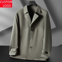 Veste en jean extensible imperméable coupe classique pour hommes grands et corpulents, style décontracté automne, tissée pour hommes