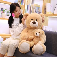 Set Boneka Teddy Bear Desain Ibu dan Bayi, Hewan Boneka Besar, Kain Super Lembut, Isi Kapas PP, Bordir Lucu untuk Anak Perempuan, Menyenangkan