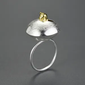 Lotus Pret Echt 925 Sterling Zilveren Mode Kat Leven Ringen Voor Vrouwen Natuurlijke Originele Handgemaakte Ontwerper Fijne Sieraden
