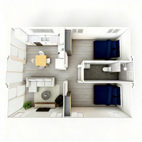 Maison Modulaire Préfabriquée Isolée, Résistante au Froid, Imperméable et Respirante, Design Mid-Century Moderne, Adaptée à l'Hôtellerie