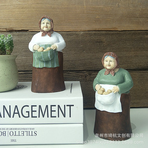 Figuras Rústicas de Resina de Abuela, Decoración Artística para el Hogar, Adornos de Cocina, Escultura de Mujer de Pie, Decoración Artesanal - Product Image 1