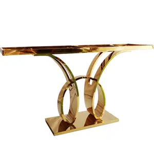 Butterfly Shape Luxury Console Table For Living Room With Gold Base Marble Top