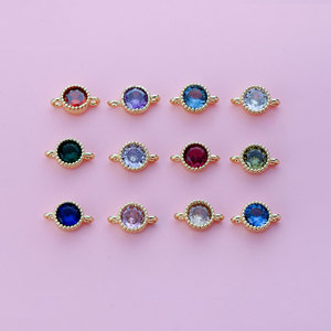 Connecteurs de bijoux ronds en plaqué or 18 carats de haute qualité, résistants au ternissement, breloques en cristal à double boucle pour la fabrication de bracelets - Product Image 1