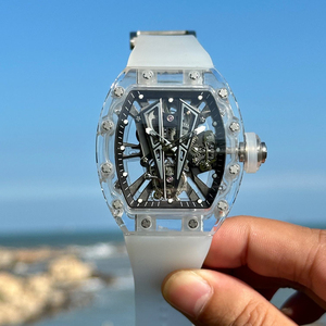 Fashion and Versatile Transparent Crystal case Tourbillon Movementrubber <b>watch</b> strap Men's Luxury Casual Sports Mechanical <b>Watch</b> - Product Image 1