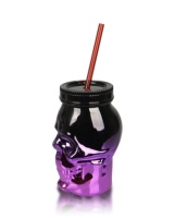 Pot Mason en plastique PS de 16 oz à paroi simple, en forme de squelette humain, de qualité alimentaire, avec couvercle et paille, pour fêtes, logo disponible, fabriqué au Vietnam
