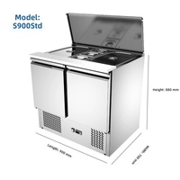 Comptoir Réfrigéré Commercial Intégré en Acier Inoxydable à Refroidissement par Air, 3 Portes, pour Salades, Fruits et Légumes, avec Fonction de Conservation de la Fraîcheur