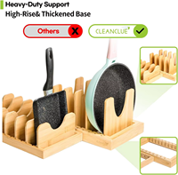 Support extensible en bambou pour couvercles de casseroles, organisateur de placard réglable pour poêles, planches à découper et plateaux de cuisson, étagère de cuisine gain de place